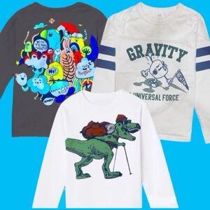 NWT 3pc ZARA Gap Tshirt Graphic Long Sleeve Shirt baby boys girls Toddler Gift